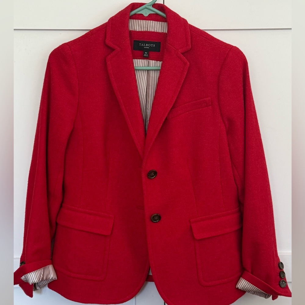 Talbots Women’s Vibrant Red Wool Blazer NWOT
